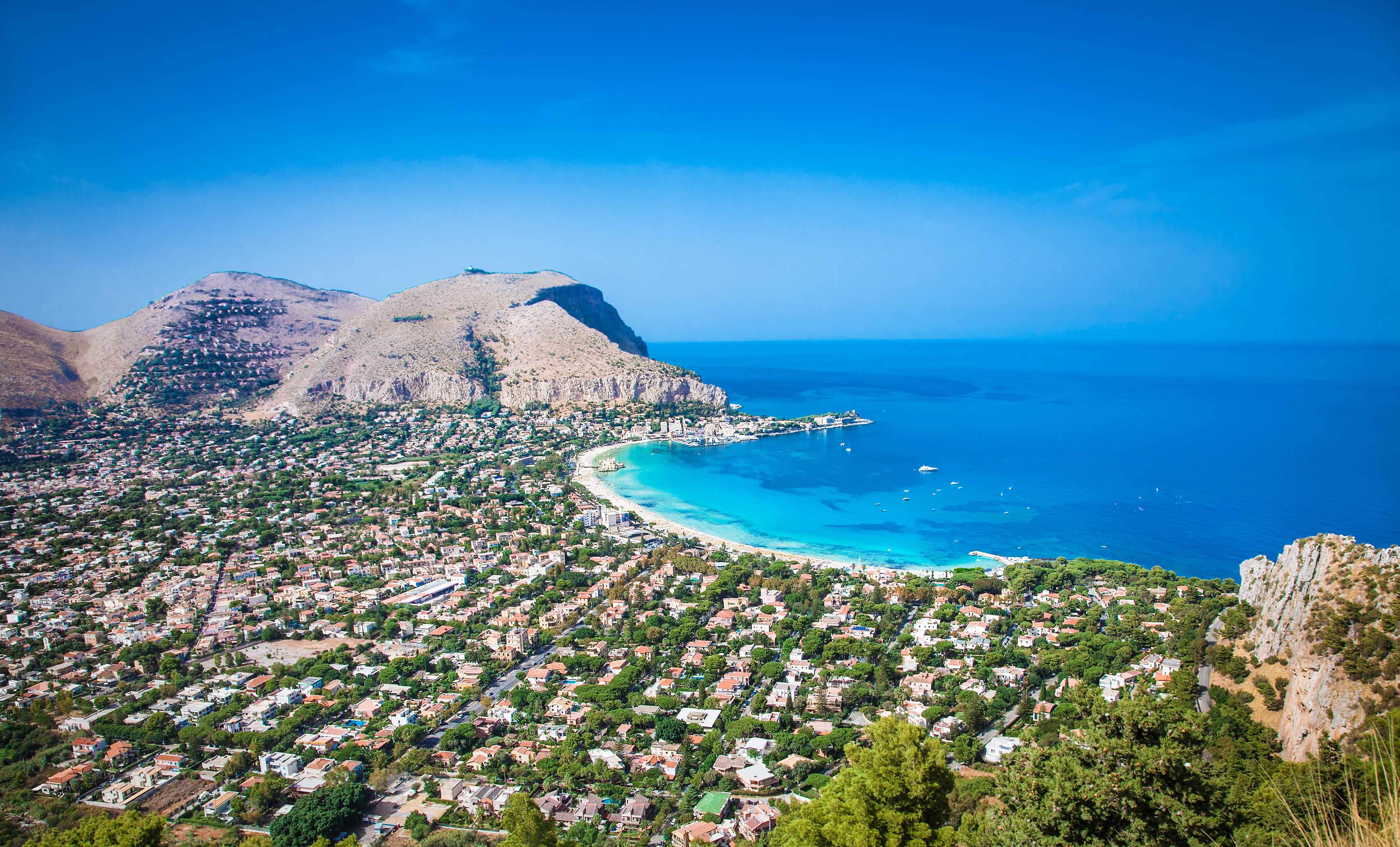 Panoramic view on Mondello beach in Palermo, Sicily. | Explore Europe