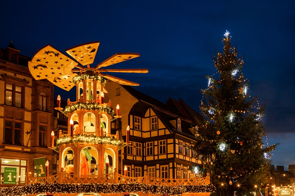 Weihnachtsmarkt Quedlinburg Harz Abendstimmung