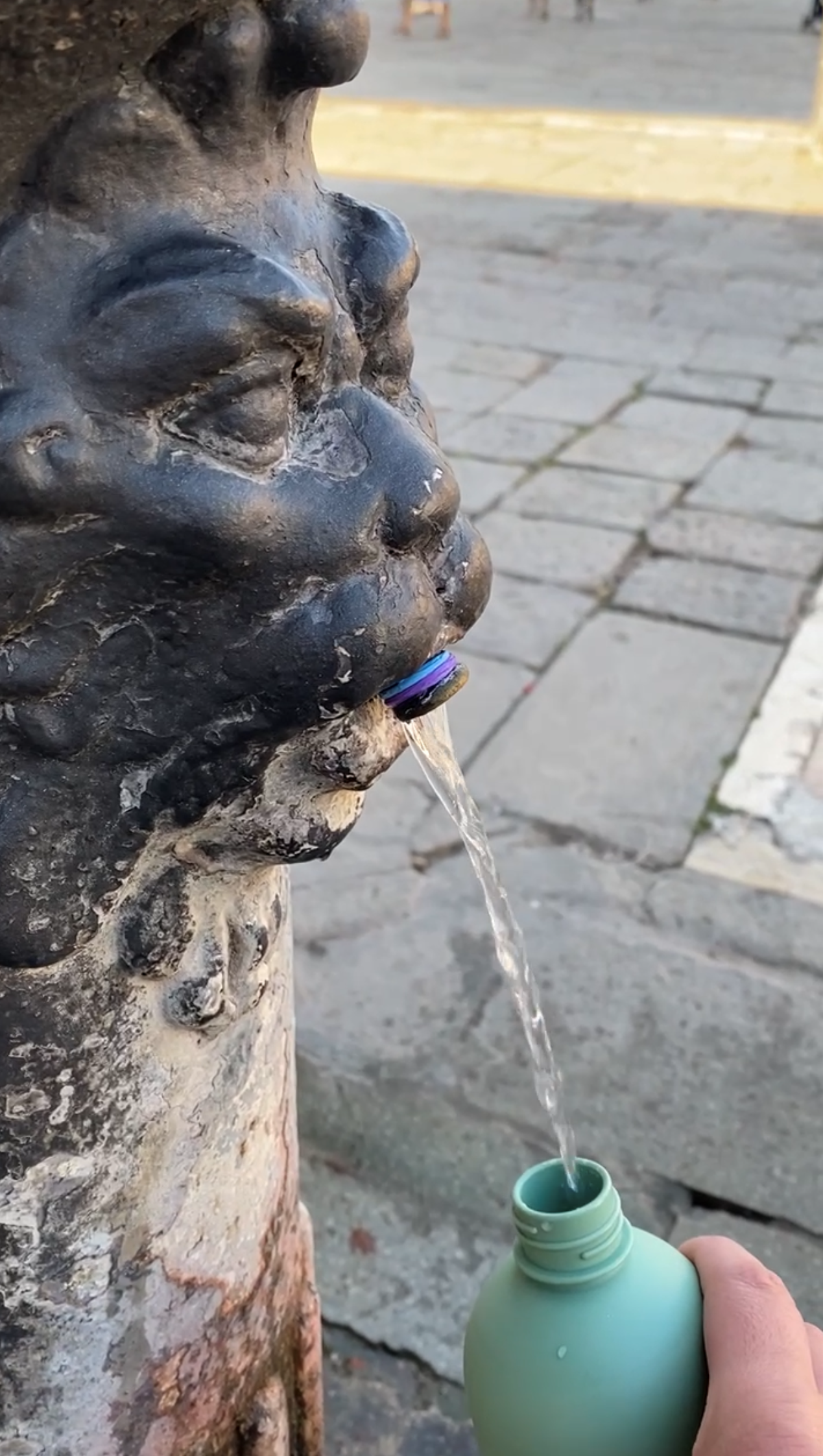 Throughout Italian cities you will find fresh water points.