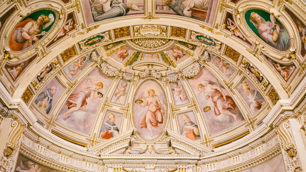Beautiful ceiling art at the Vatican museum in Rome.