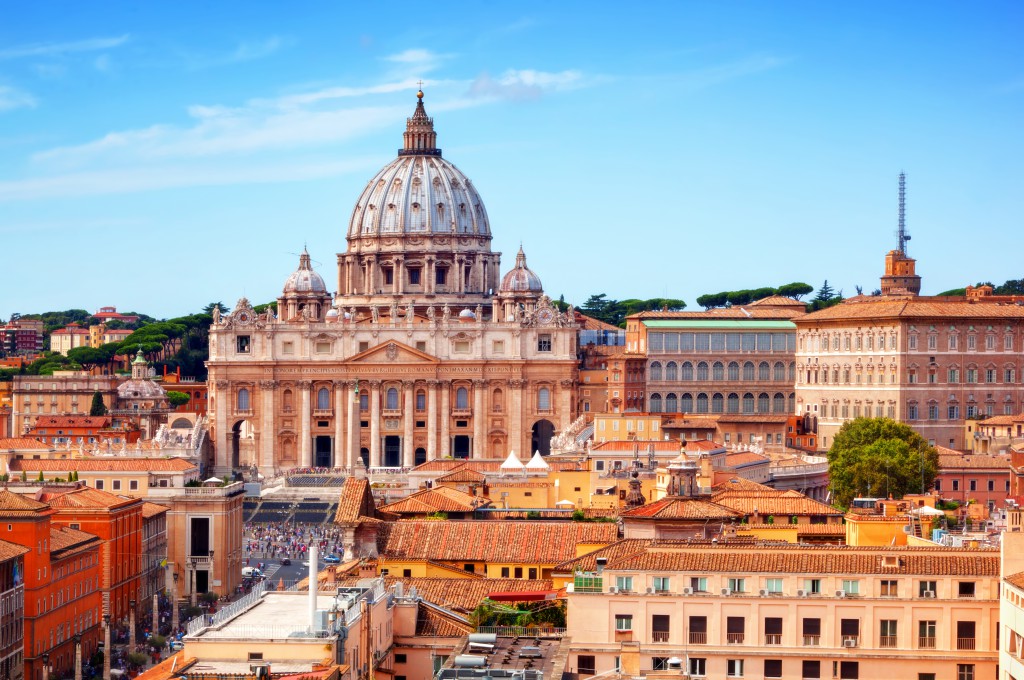 Vatican City. St. Peter's Basilica and Vatican museums. View from Castel Sant'Angelo